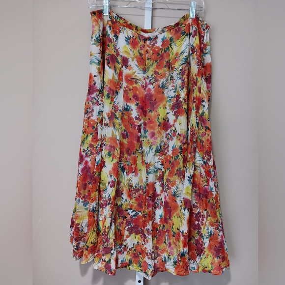 Jones New York Women's (Size 18W) Orange Multi Autumn Floral Midi Skirt (NWT) - Picture 1 of 11